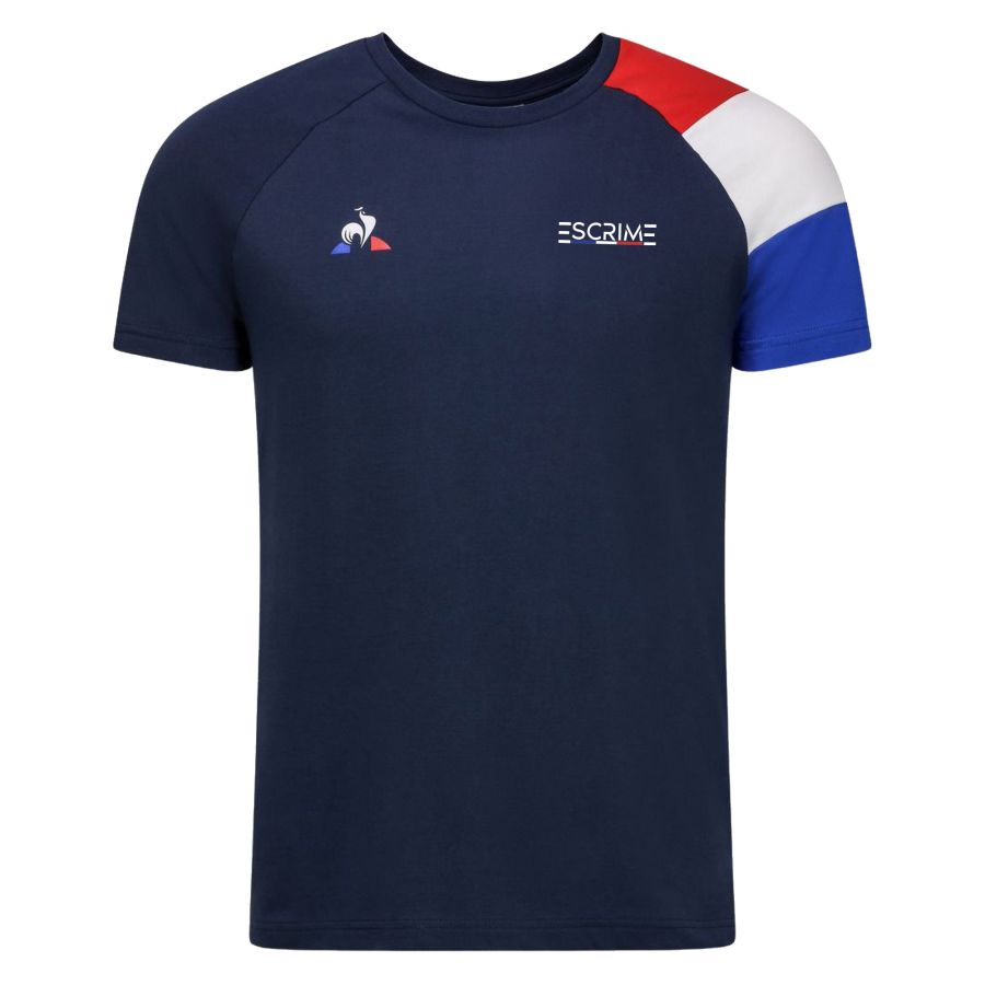T-shirt Coton BLEU Le Coq Sportif Manche Tricolor