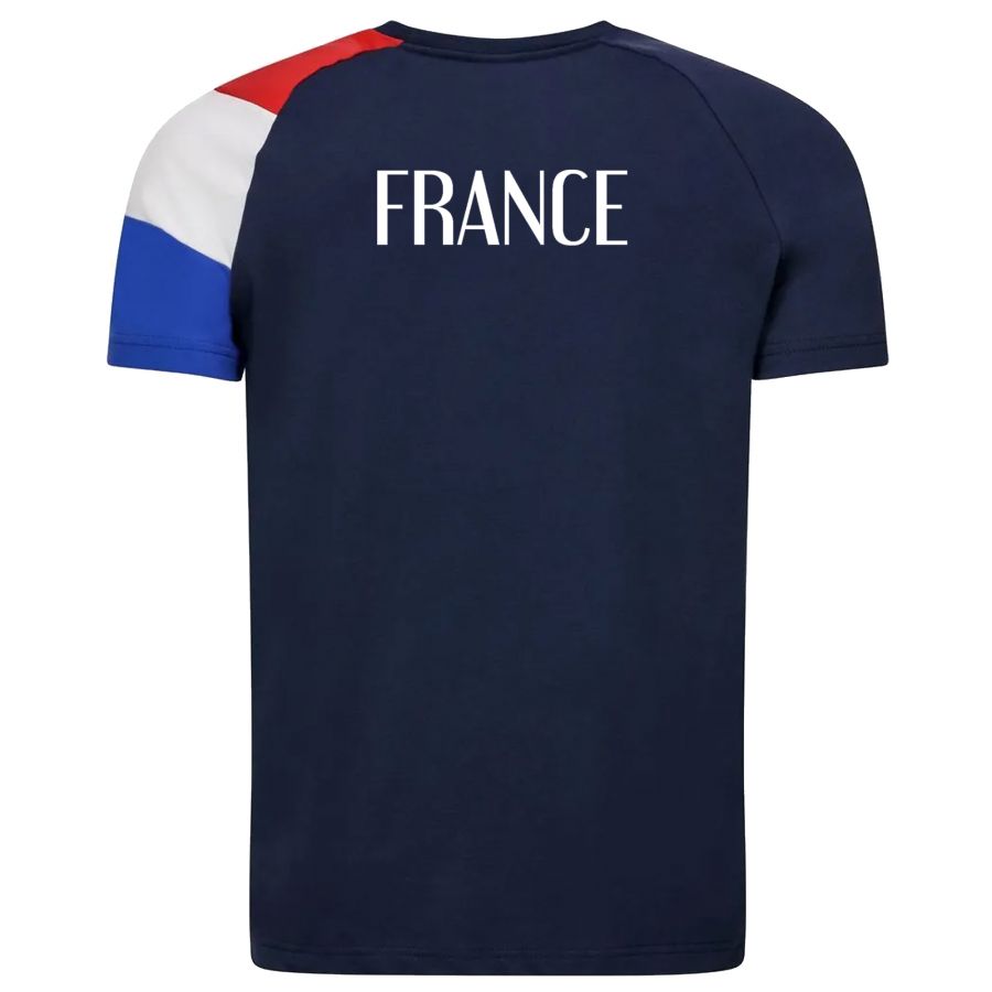 T-shirt Coton BLEU Le Coq Sportif Manche Tricolore
